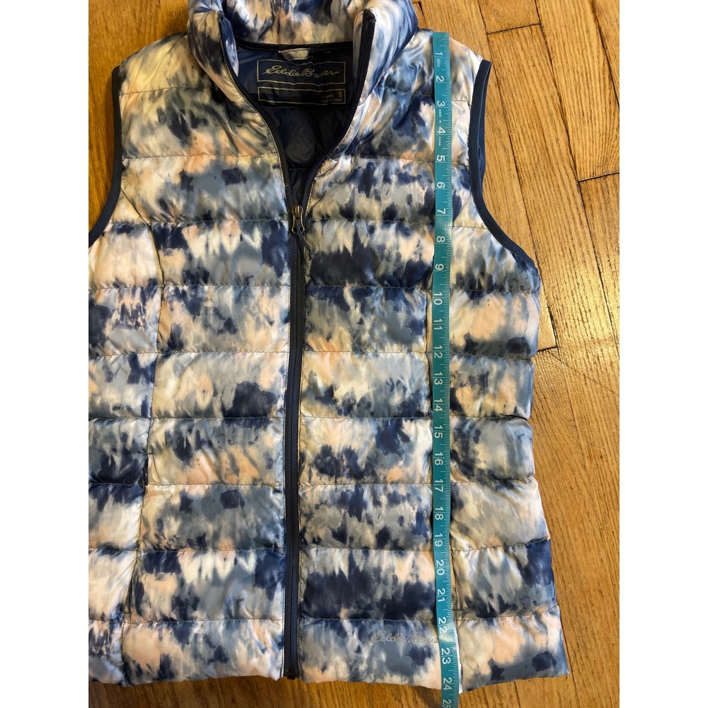 Eddie Bauer Down Waterfawl Feather Blend Blue Tie Dye Puffer Vest Full Zip EB650 - Picture 4 of 10